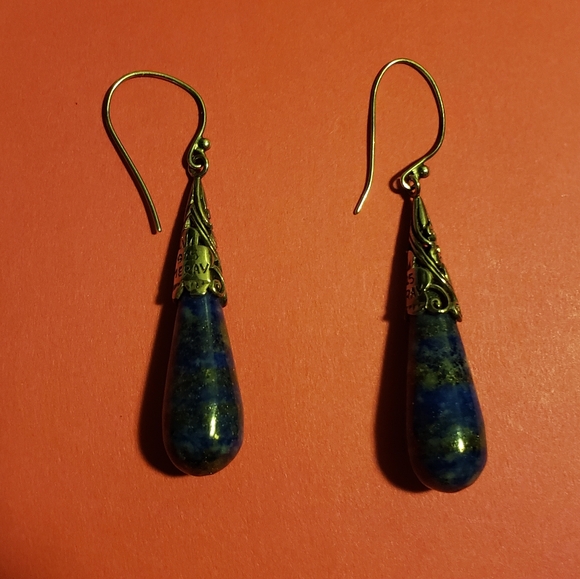 Vintage 925 Sterling Silver Blue Sodalite Stone Earings - Picture 5 of 5